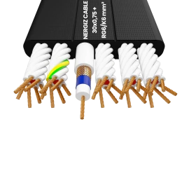 30x0.75mm2 + RG6 Elevator Flat Flexible Coaxial Cable